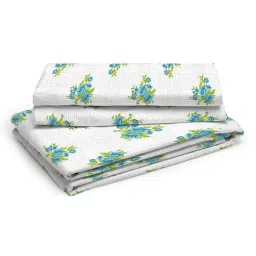Layers Aura Floral Blue 110 TC Microfibre Double Bed Sheet with 2 Pillow Covers image 2