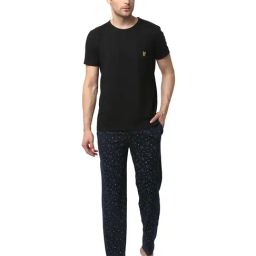 Vimal Jonney Navy & Black Printed T-Shirt & Trackpants-picture-36