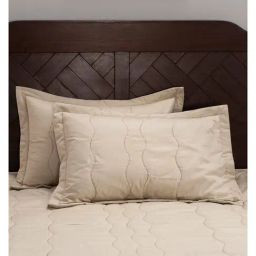 Maspar Quilted Beige 400 TC Cotton Pillow Sham - Set of 2-picture-2