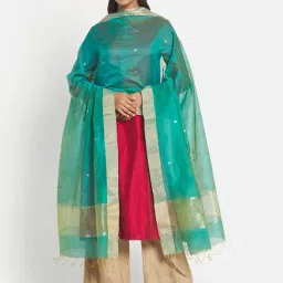 Fabindia Turquoise Woven Pattern Dupatta-image-50