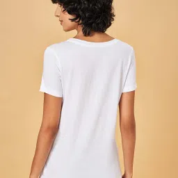 Ajile by Pantaloons White Cotton Printed Sports T-Shirt image 2