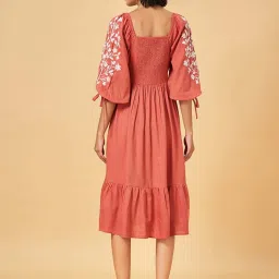 Honey by Pantaloons Rust Embroidered A-Line Dress image 2