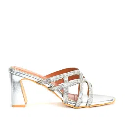 Scentra Women's Silver Casual Sandals image 2