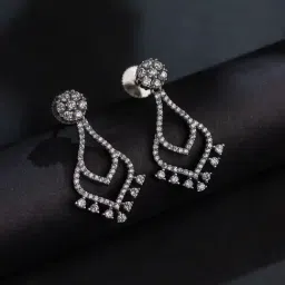 Voylla Silver Sparkling Elegance Noor E Jewel Drop Earrings-image-92
