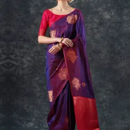 Saree Mall Purple Woven Sarees With Unstitched Blouse-picture-23