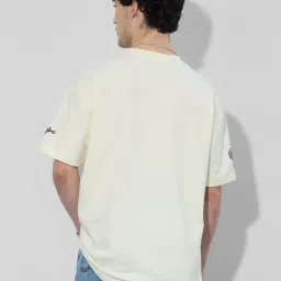 The Souled Store Off White Loose Fit Embroidery T-Shirt image 2