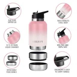 Melbify 2-in-1 Thermos Sipper Pink ThermoSteel Water Bottle (1L) image 2