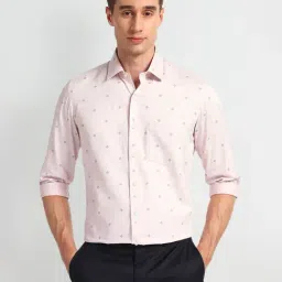 Arrow Pink Cotton Slim Fit Printed Shirt-image-76