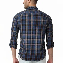 Basics Blue Slim Fit Checks Shirt image 2