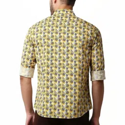 Basics Yellow Slim Fit Printed Shirt image 2
