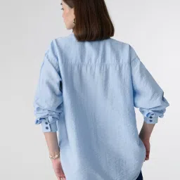The Souled Store Sky Blue Loose Fit Shirt image 2