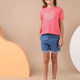 U.S. Polo Assn. Girls Coral Puff Print Regular Fit T-Shirt-image-58