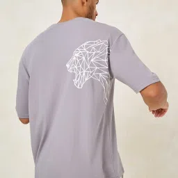 Styli Grey Relaxed Fit Printed Oversized Crew T-Shirt image 2