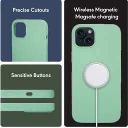 Sprig Liquid Silicone Magnetic Back Cover for Apple iPhone 15 Plus (Green) image 2