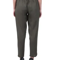 Amukti Green Rayon Solid Trousers image 2