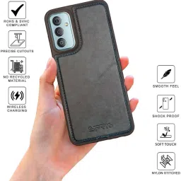 Sprig Glossy Leather Back Cover for Samsung Galaxy F23 5G (Blue) image 2