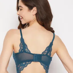 Clovia Blue Self Pattern Bralette Bra image 2