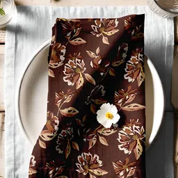 Vargottam Brown & Beige 12 Pieces Printed Cotton Reusable & Disposable Table Napkins image 3