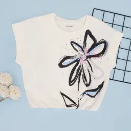 Pantaloons Junior Girls White Cotton Printed T-Shirt-image-69