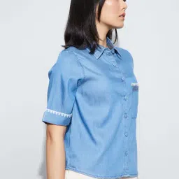 Fame Forever By Lifestyle Light Blue Regular Fit Shirt image 3