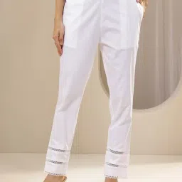 Libas White Cotton Regular Fit Pants-image-76