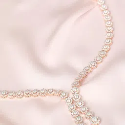 Zavya 925 Silver Luminous Rose Gold Plated CZ Studded Lariat Necklace for Women-image-33