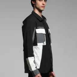Jack & Jones Black Polyester Regular Fit Colorblock Jacket image 3