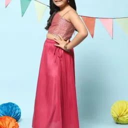 Biba Girls Berry Pink Embellished Lehenga Set image 4