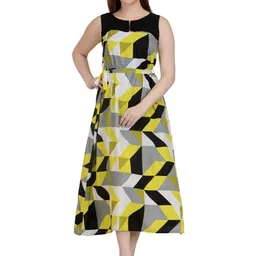 RC NEOEN Print Crepe Fit & Flare Maxi Dress-picture-10