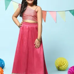 Biba Girls Berry Pink Embellished Lehenga Set image 2