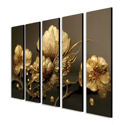 RANDOM Vinyl Beige & Grey 5 Piece Canvas Floral and Botanical Wall Paintings image 3