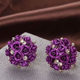 YouBella Purple Gold-Plated Floral Studs-picture-23