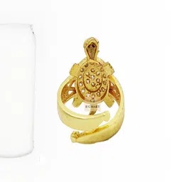 R G MART Unisex Kachua Navratan Adjustable Gold-Plated Brass Finger Ring image 2