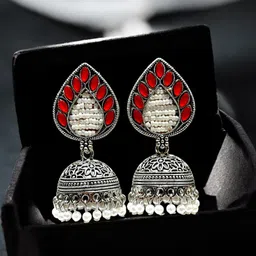 Anouk Leaf Shaped Jhumkas Earrings image 5