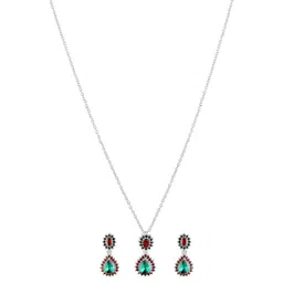 Mahi Rhodium-Plated Alloy Pendant and Earrings image 4