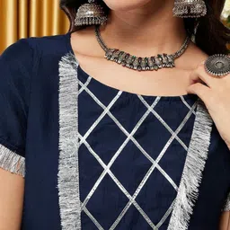 KYVO Women Regular Thread Work Pure Cotton Kurti with Trousers image 2