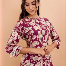 RAISHREE Women Floral Printed Pure Cotton Kurta with Trousers & With Dupatta image 5