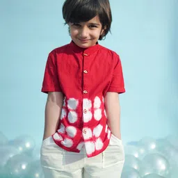 Tiber Taber Halfsleeves Tie Dye Printed Shirt- Red-picture-16