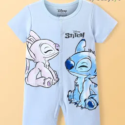 Babyoye Disney Interlock Knit Half Sleeves Above Knee Length Romper with Lilo and Stitch Graphics - Sky-picture-26