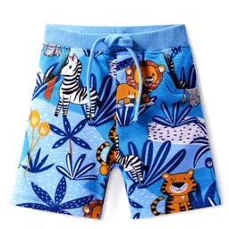 Babyhug Terry Knit Mid Thigh Shorts With Animal Print - Blue-picture-21