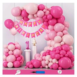 Bubble Trouble 1st Birthday Decoration Items For Girls Party Decoration Kit Balloon Combo Pack Of 105 Pcs Pink Magenta-picture-7