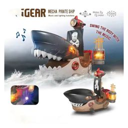 Sanjary New Model Light Music Universal Wheel Shark Pirate Ship Electric Shark Ship Car Toy For kids color design may vary-picture-23