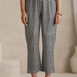 Khushal K Women Chevron Printed Cotton Anarkali Kurta with Trousers & Dupatta image 5