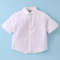 ToffyHouse Cotton Woven Full Sleeves Solid Color Shirt & Trouser Set with Checked Blazer & Bow - Peach image 2