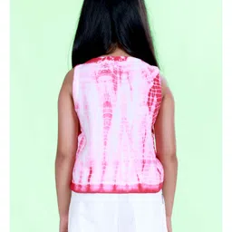 Kiddopanti Rayon Woven Sleeveless Tie Dye Top - Maroon image 3