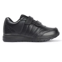 TRASE Solid Double Velcro Closure School Shoes - Black image 3