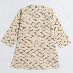 The Magic Wand Cotton Woven Full Sleeves Geometric Printed Kurta & Pyjama With Jacket Set - Yellow image 3
