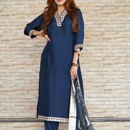 DIVASTRI Adults-Women Blue Kurta Sets-picture-30