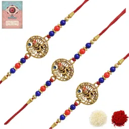 MEIRA JEWELLERY Set Of 3 Beaded Shri Krishna Rakhi Comes with Roli Chawal & Greeting Card-picture-19