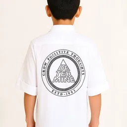 CHARCHIT Boys Comfort Typography Printed Spread Collar Cotton Casual Shirt-image-24